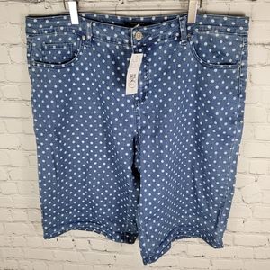 SIMON CHANG | polkadot stretch denim jean shorts